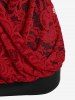 Plus Size Valentine Day Floral Lace Overlay Cold Shoulder Draped Top -  