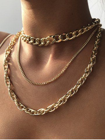 3 Pcs Punk Hip Hop Chunky Chain Necklaces