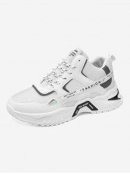 Holographic Insert Mesh Insert Letter Chunky Sneakers -  