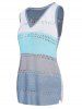 Contrast Colorblock Hollow Out Slit Hem V Neck Knit Vest -  