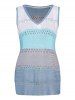 Contrast Colorblock Hollow Out Slit Hem V Neck Knit Vest -  