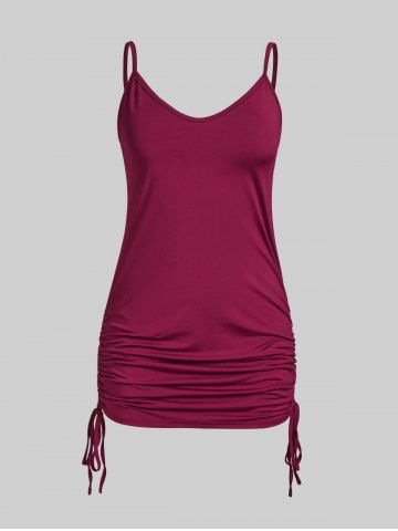 Plus Size Batwing Sleeve Dreamcatcher Print Skew Neck Tee and Cinched Tank Top Set