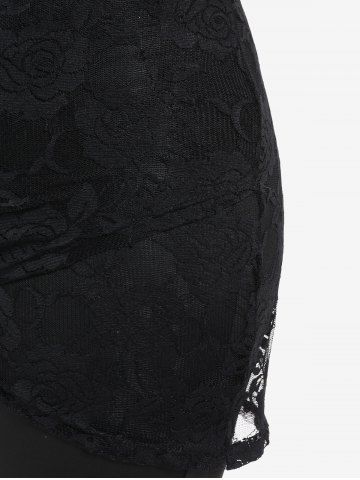 Plus Size Lace Panel Lace-up Skirted Pull On Pants