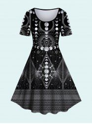 Gothic Moon Sun Geo Print A Line Dress -  