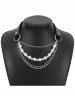 Collier Ras-du-cou Superposé en Fausse Perle avec Chaîne en Cuir PU - Noir 