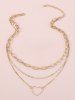 Layered Hollow Out Heart Pendant Choker Necklace -  