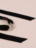 Elegant Wide Velvet Long Wrap Choker Necklace -  