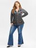 Plus Size Star 3D Ripped Print Sparkly Glitter Shirt -  