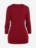 Plus Size Square Neck Solid Color Surplice Knitted T-shirt -  