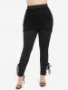 Plus Size Lace Panel Lace-up Skirted Pull On Pants -  