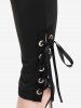 Plus Size Lace Panel Lace-up Skirted Pull On Pants -  
