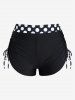 Plus Size Polka Dot Halter Twist Cinched Ruched Boyshorts Tankini Swimsuit -  