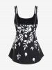 Plus Size Leaf Print Modest Boyshorts Tankini Swimsuit -  