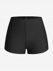 Plus Size Leaf Print Modest Boyshorts Tankini Swimsuit -  