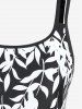 Plus Size Leaf Print Modest Boyshorts Tankini Swimsuit -  