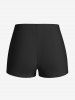 Plus Size Leaf Print Modest Boyshorts Tankini Swimsuit -  