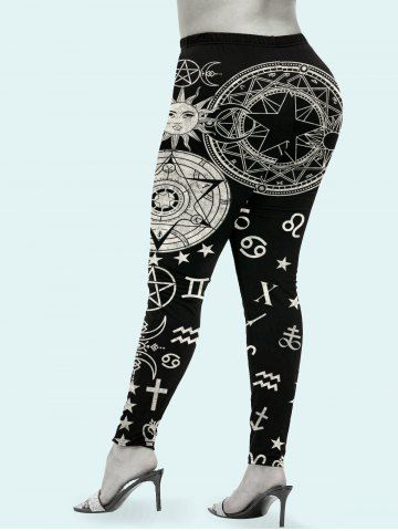 Plus Size Astrology Sun Moon Print Leggings