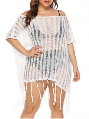 Plus Size Off The Shoulder Fringe Beach Cover Up Top