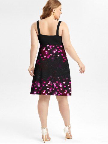 Plus Size 3D Lace Up Heart Print Valentines Day Dress