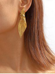 Boucles D'Oreilles Pendantes Irrégulières Motif Feuilles Géométriques - d'or 