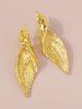 Boucles D'Oreilles Pendantes Irrégulières Motif Feuilles Géométriques - d'or 