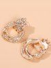 Boucles D'Oreilles Pendantes Motif Double Cercles et Strass - d'or 