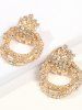 Boucles D'Oreilles Pendantes Motif Double Cercles et Strass - d'or 