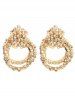Boucles D'Oreilles Pendantes Motif Double Cercles et Strass - d'or 