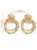 Boucles D'Oreilles Pendantes Motif Double Cercles et Strass - d'or 