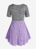T-shirt Long Carré en Blocs de Couleurs Grande Taille - Violet clair 1x | US 14-16