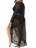 Plus Size High Low Sheer Lace Maxi Wrap Cover Up Dress -  
