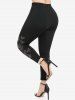 Plus Size & Curve Rhinestone Butterfly Embellished High Waisted Leggings -  
