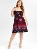Plus Size Heart Printed Backless Valentines Sleeveless A Line Dress -  