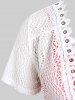 Plus Size Lace Panel Two Tone Short Sleeves Twofer Tunic Top -  