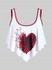 Maillot de Bain Tankini Superposé Matelassé Note de Musique Imprimée de Grande Taille Saint-Valentin - Rouge foncé 4X | US 26-28
