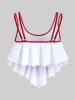 Maillot de Bain Tankini Superposé Matelassé Note de Musique Imprimée de Grande Taille Saint-Valentin - Rouge foncé 4X | US 26-28