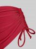 Maillot de Bain Tankini Superposé Matelassé Note de Musique Imprimée de Grande Taille Saint-Valentin - Rouge foncé 4X | US 26-28