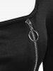 Gothic Square Collar Zip Rings Top -  