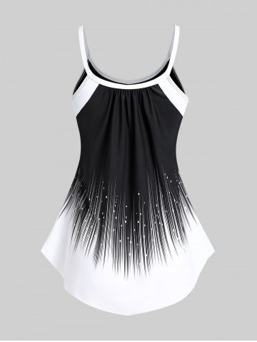 Plus Size Monochrome Colorblock Padded Swim Tankini Top