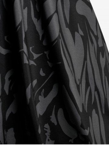 Gothic Harness Crisscross Printed Midi Dress