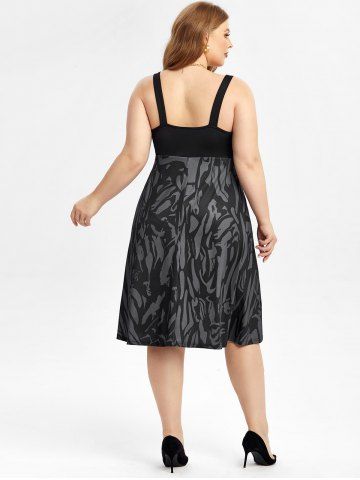 Gothic Harness Crisscross Printed Midi Dress