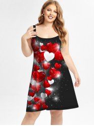 Plus Size 3D Sparkles Heart Printed Backless A Line Valentines Dress -  