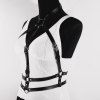 Chaîne de Corps en Cuir PU Ornée de Boucles Style Gothique - Noir 