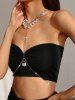 Rhinestone Decor Faux Pearl Pendant Body Chain -  