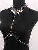 Rhinestone Decor Faux Pearl Pendant Body Chain -  