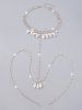 Rhinestone Decor Faux Pearl Pendant Body Chain -  