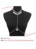Rhinestone Decor Faux Pearl Pendant Body Chain -  