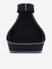 Contrast Stitching Ribbed High Neck Crop Top -  