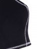 Contrast Stitching Ribbed High Neck Crop Top -  