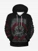 Gothic Skeleton Graphic Front Pocket Flocking Lined Hoodie -  